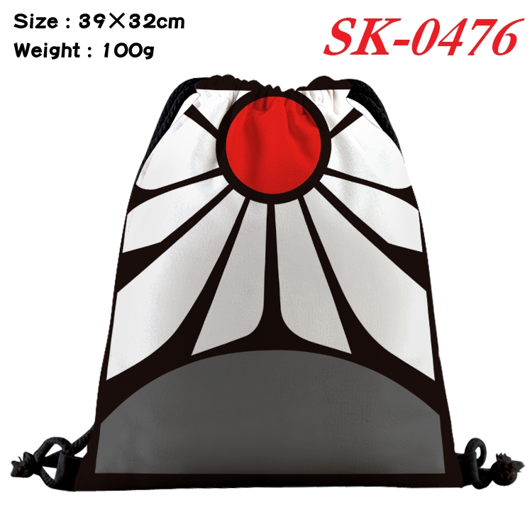Demon Slayer Kimets cartoon Waterproof Nylon Full Color Drawstring Pocket 39x32cm SK-0476