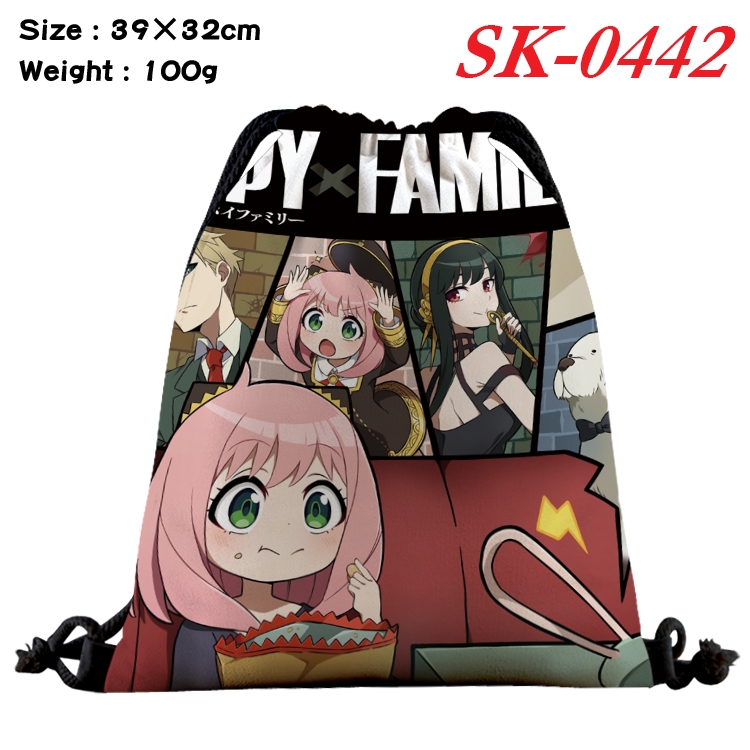 SPY×FAMILY cartoon Waterproof Nylon Full Color Drawstring Pocket 39x32cm SK-0442