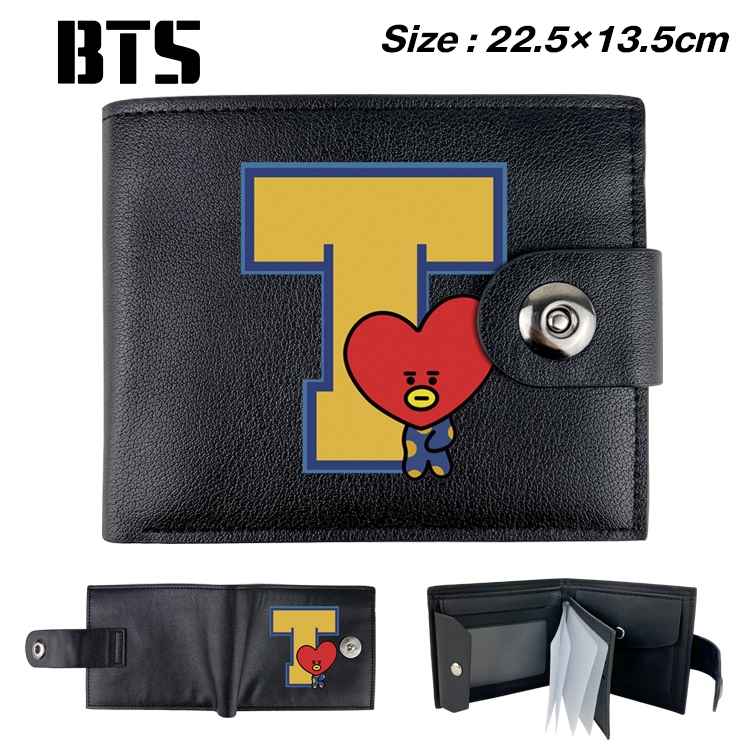 BTS Star film and television leather magnetic buckle two-fold card bag wallet 22.5X13.5CM