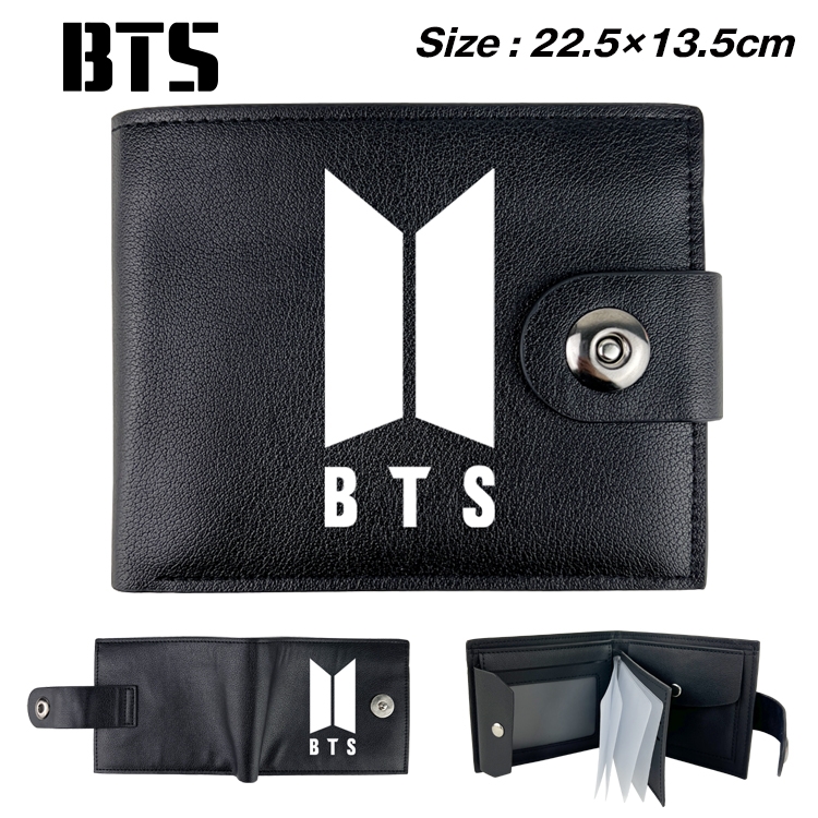 BTS Star film and television leather magnetic buckle two-fold card bag wallet 22.5X13.5CM