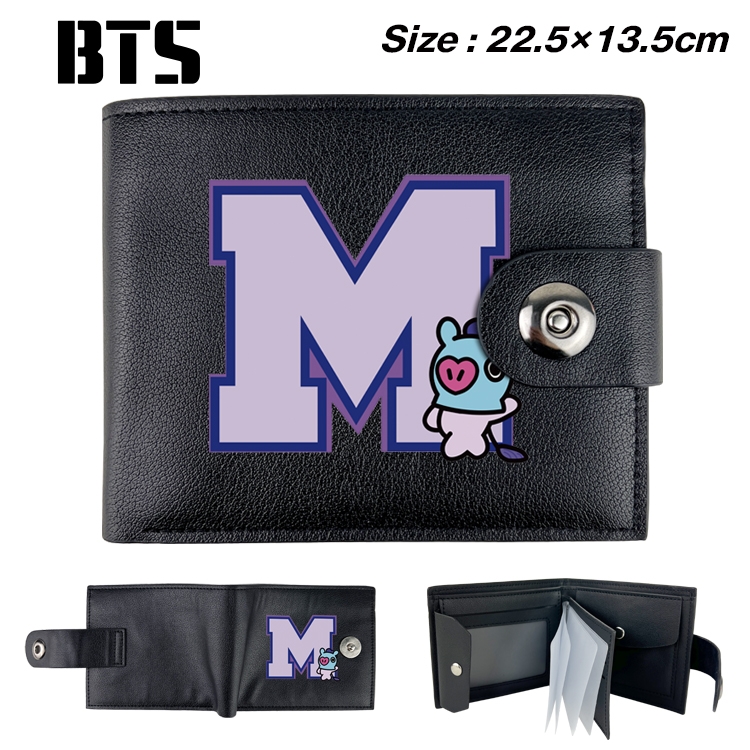 BTS Star film and television leather magnetic buckle two-fold card bag wallet 22.5X13.5CM