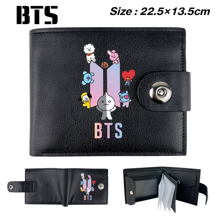 BTS Star film and television leather magnetic buckle two-fold card bag wallet 22.5X13.5CM