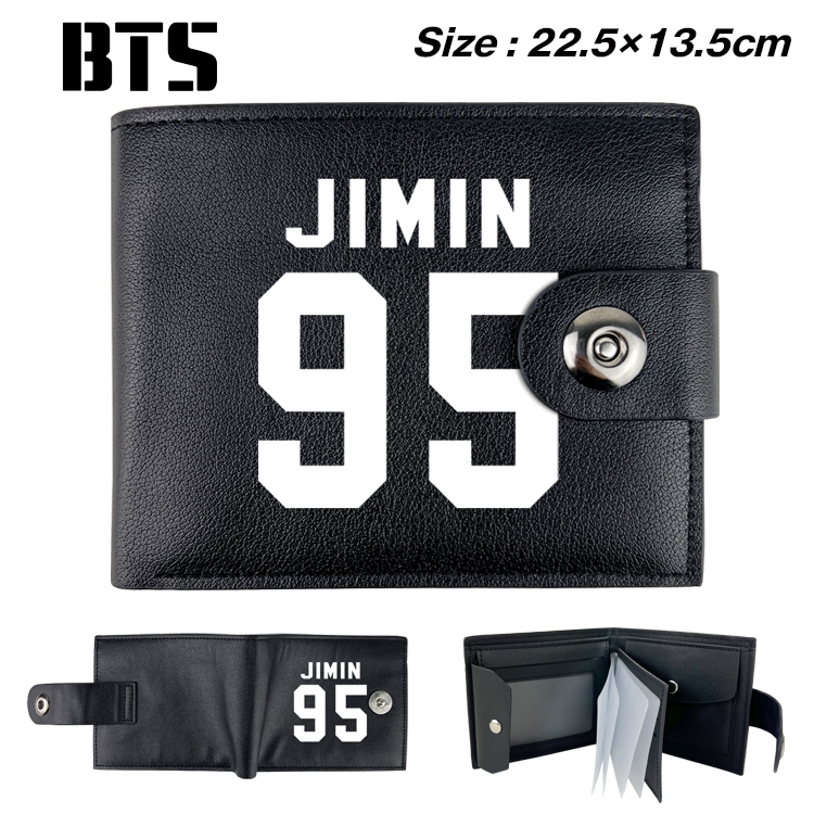 BTS Star film and television leather magnetic buckle two-fold card bag wallet 22.5X13.5CM