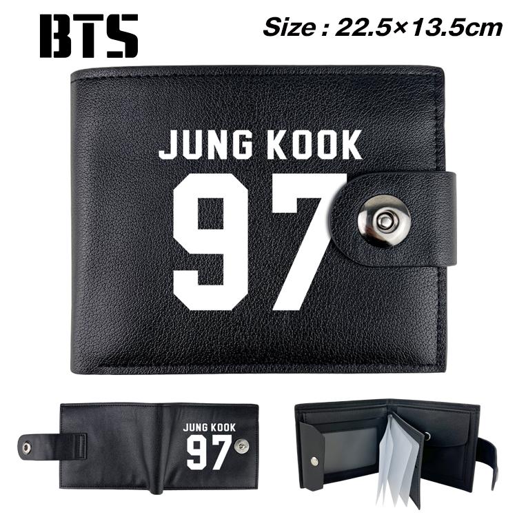 BTS Star film and television leather magnetic buckle two-fold card bag wallet 22.5X13.5CM