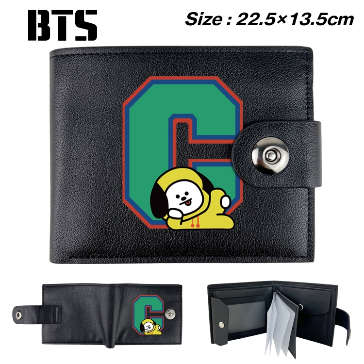 BTS Star film and television leather magnetic buckle two-fold card bag wallet 22.5X13.5CM