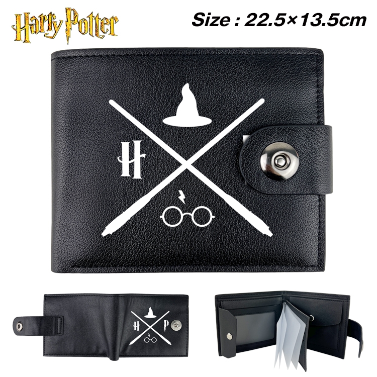 Harry Potter Anime Leather Magnetic Buckle Two-fold Card Holder Wallet 22.5X13.5CM