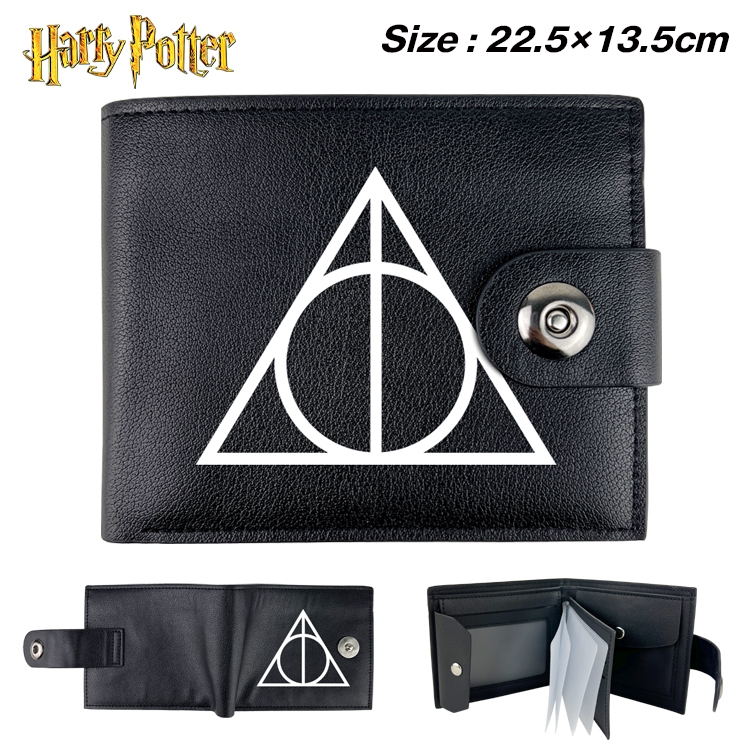 Harry Potter Anime Leather Magnetic Buckle Two-fold Card Holder Wallet 22.5X13.5CM