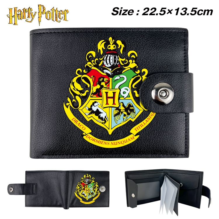 Harry Potter Anime Leather Magnetic Buckle Two-fold Card Holder Wallet 22.5X13.5CM