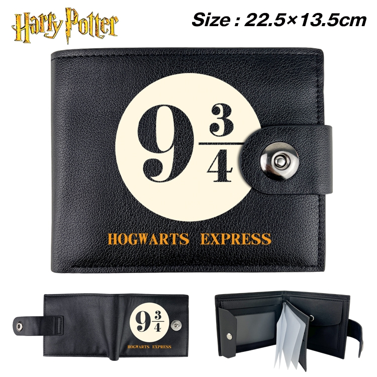 Harry Potter Anime Leather Magnetic Buckle Two-fold Card Holder Wallet 22.5X13.5CM