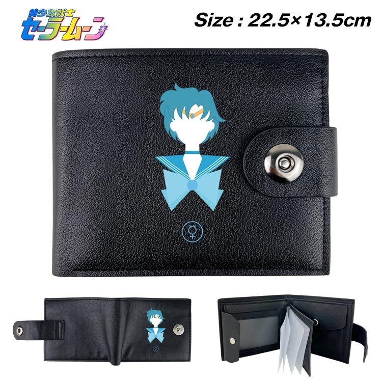 sailormoon Anime Leather Magnetic Buckle Two-fold Card Holder Wallet 22.5X13.5CM