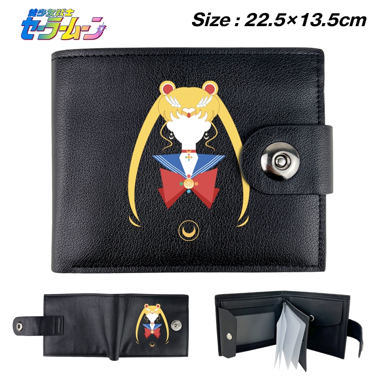 sailormoon Anime Leather Magnetic Buckle Two-fold Card Holder Wallet 22.5X13.5CM