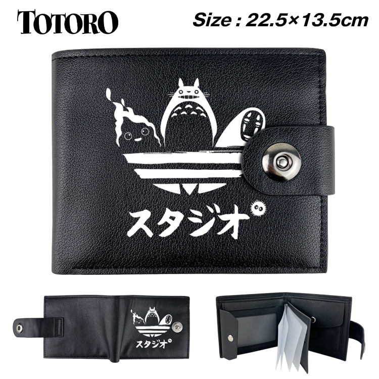 TOTORO Anime Leather Magnetic Buckle Two-fold Card Holder Wallet 22.5X13.5CM