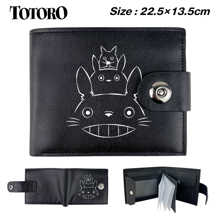 TOTORO Anime Leather Magnetic Buckle Two-fold Card Holder Wallet 22.5X13.5CM