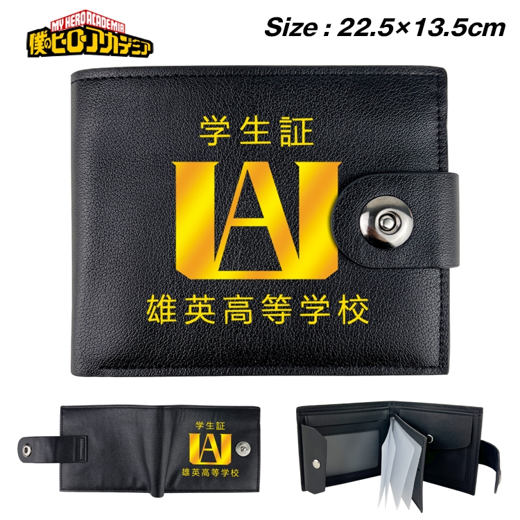 My Hero Academia Anime Leather Magnetic Buckle Two-fold Card Holder Wallet 22.5X13.5CM