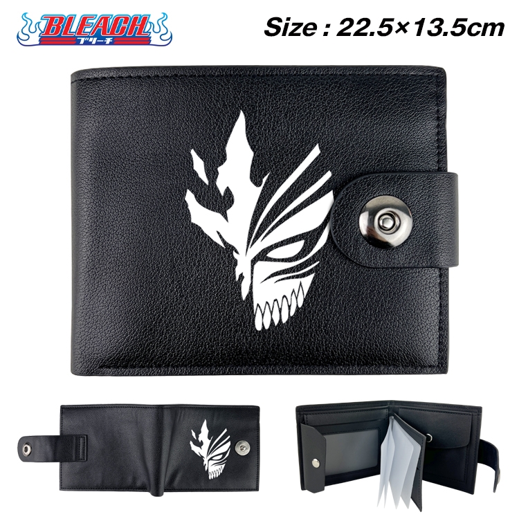 Bleach Anime Leather Magnetic Buckle Two-fold Card Holder Wallet 22.5X13.5CM