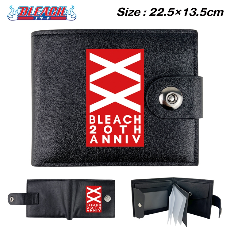 Bleach Anime Leather Magnetic Buckle Two-fold Card Holder Wallet 22.5X13.5CM