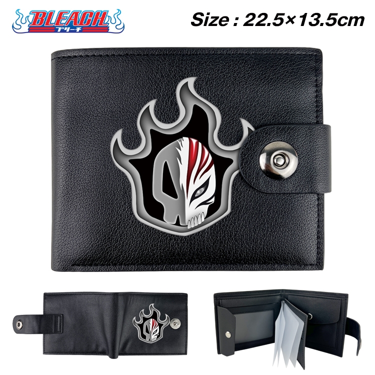 Bleach Anime Leather Magnetic Buckle Two-fold Card Holder Wallet 22.5X13.5CM