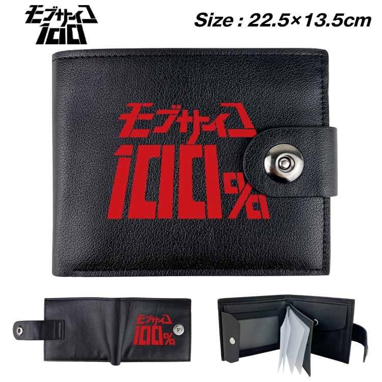 Mob Psycho 100 Anime Leather Magnetic Buckle Two-fold Card Holder Wallet 22.5X13.5CM