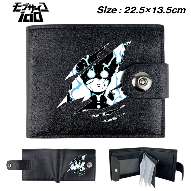 Mob Psycho 100 Anime Leather Magnetic Buckle Two-fold Card Holder Wallet 22.5X13.5CM