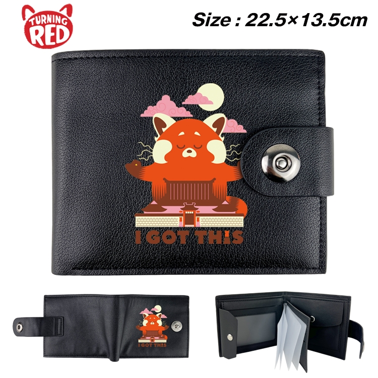 Turning Red Anime Leather Magnetic Buckle Two-fold Card Holder Wallet 22.5X13.5CM