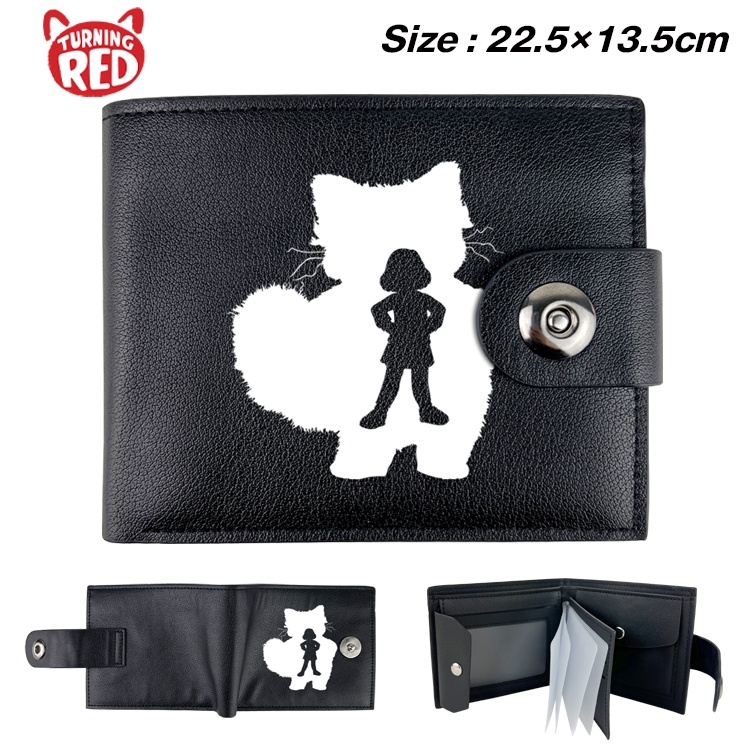 Turning Red Anime Leather Magnetic Buckle Two-fold Card Holder Wallet 22.5X13.5CM