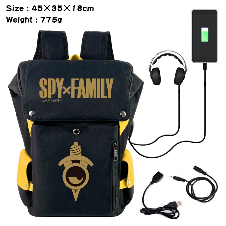 SPY×FAMILY Anime Canvas Bucket Data Cable Backpack School Bag 45X35X18CM