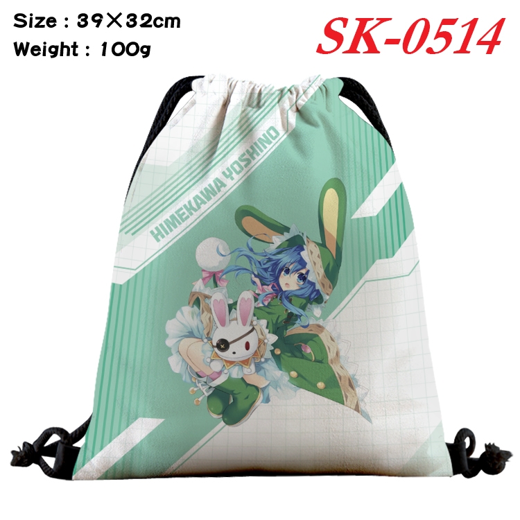 Date-A-Live Waterproof Nylon Full Color Drawstring Backpack 39x32cm 100g SK-0514