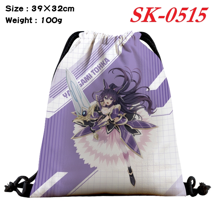 Date-A-Live Waterproof Nylon Full Color Drawstring Backpack 39x32cm 100g SK-0515