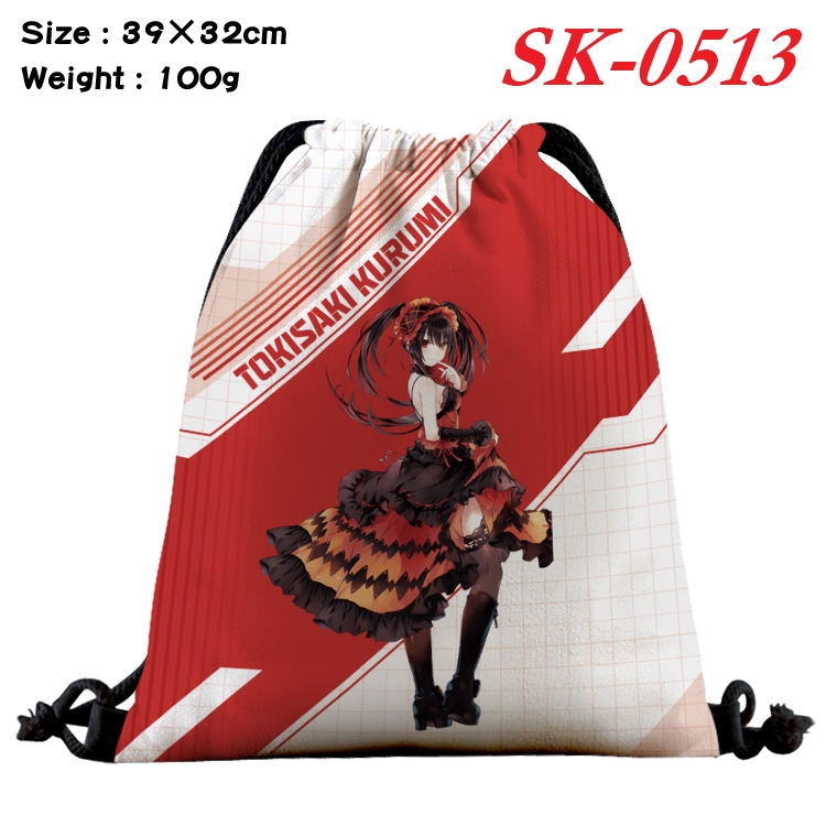 Date-A-Live Waterproof Nylon Full Color Drawstring Backpack 39x32cm 100g SK-0513