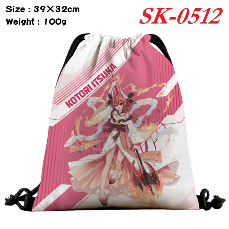 Date-A-Live Waterproof Nylon Full Color Drawstring Backpack 39x32cm 100g SK-0512