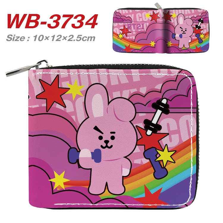 BTS Movie star full color pu all-inclusive zipper short wallet 10X12X2.5CM WB-3734A