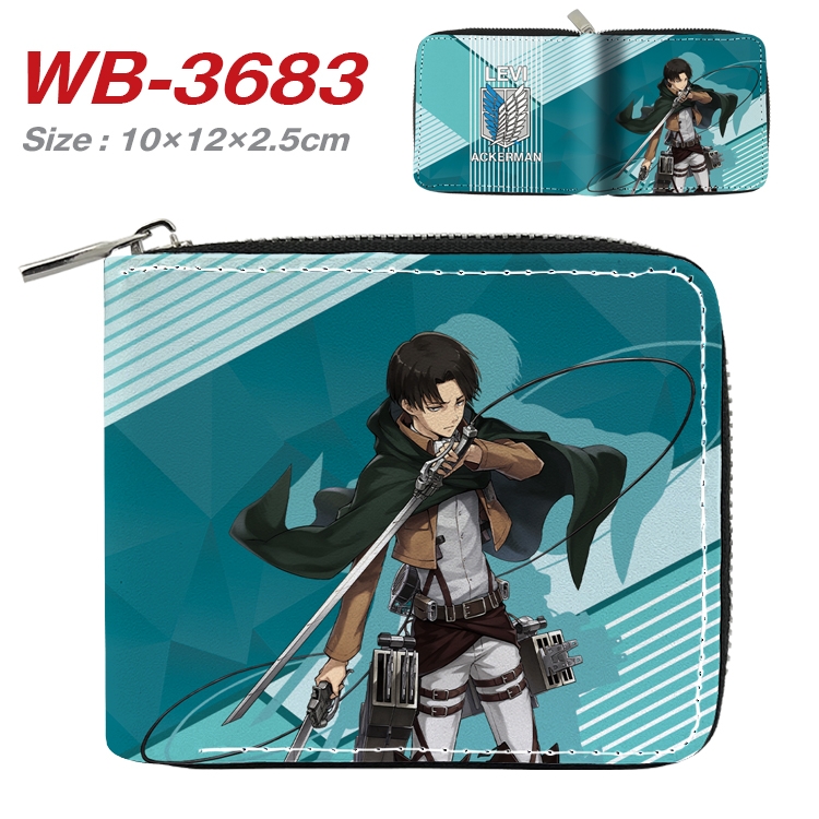 Shingeki no Kyojin Anime full color pu all-inclusive zipper short wallet 10X12X2.5CM WB-3683A
