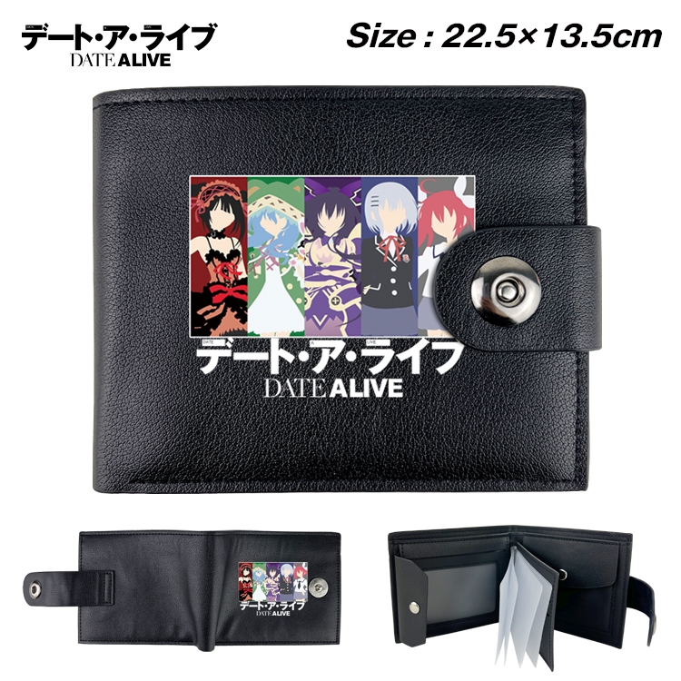 Date-A-Live Anime Leather Magnetic Buckle Two-fold Card Holder Wallet 22.5X13.5CM 