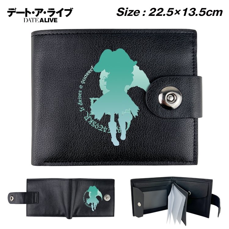 Date-A-Live Anime Leather Magnetic Buckle Two-fold Card Holder Wallet 22.5X13.5CM 