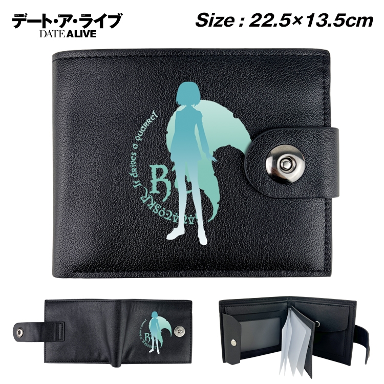 Date-A-Live Anime Leather Magnetic Buckle Two-fold Card Holder Wallet 22.5X13.5CM 