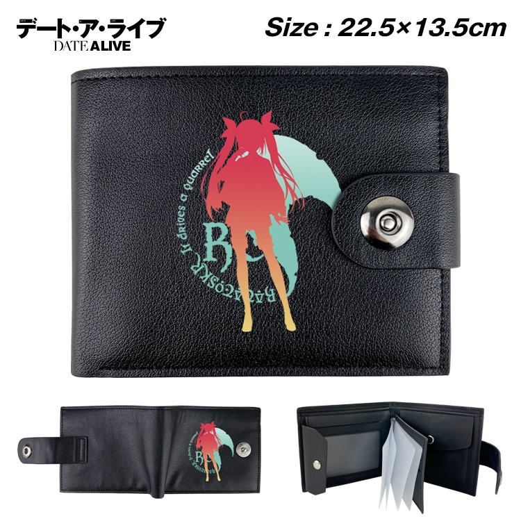 Date-A-Live Anime Leather Magnetic Buckle Two-fold Card Holder Wallet 22.5X13.5CM 