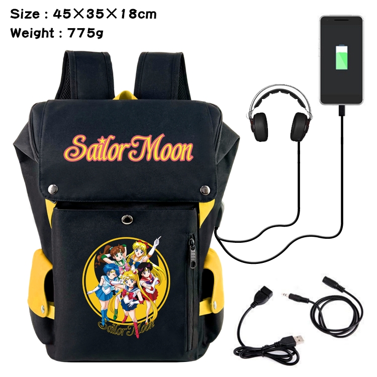sailormoon Anime Canvas Bucket Data Cable Backpack School Bag 45X35X18CM