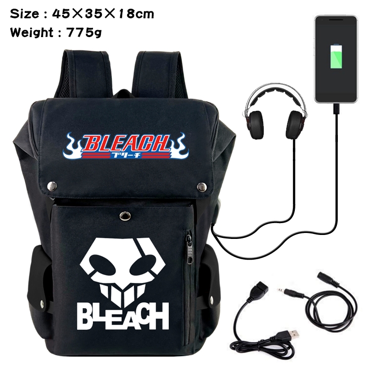 Bleach Anime Canvas Bucket Data Cable Backpack School Bag 45X35X18CM