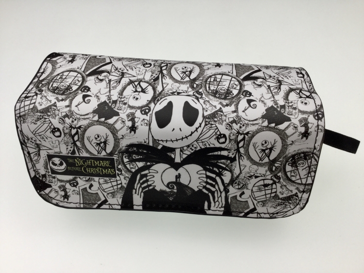 The Nightmare Before Christmas Double zipper PU student stationery box pencil case 20X10X7.5M