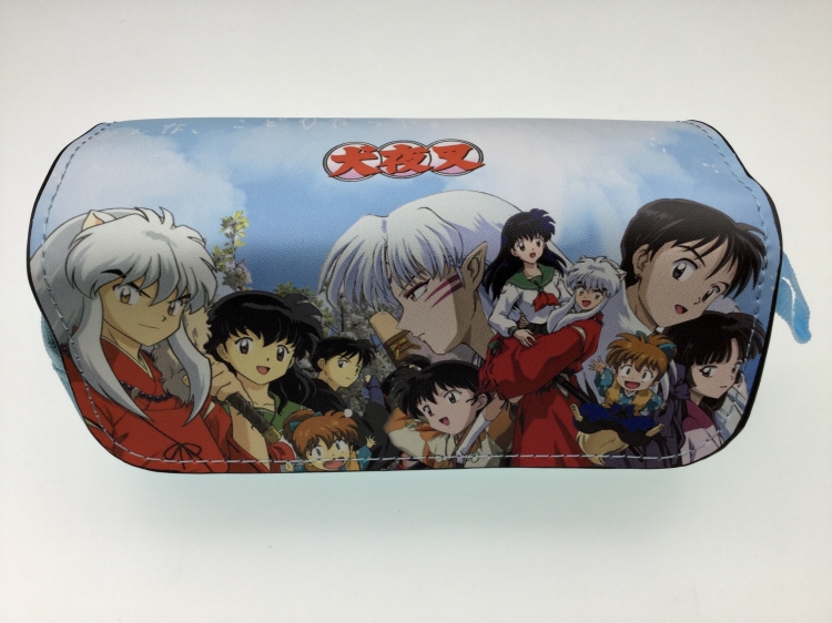 Inuyasha Double zipper PU student stationery box pencil case 20X10X7.5M