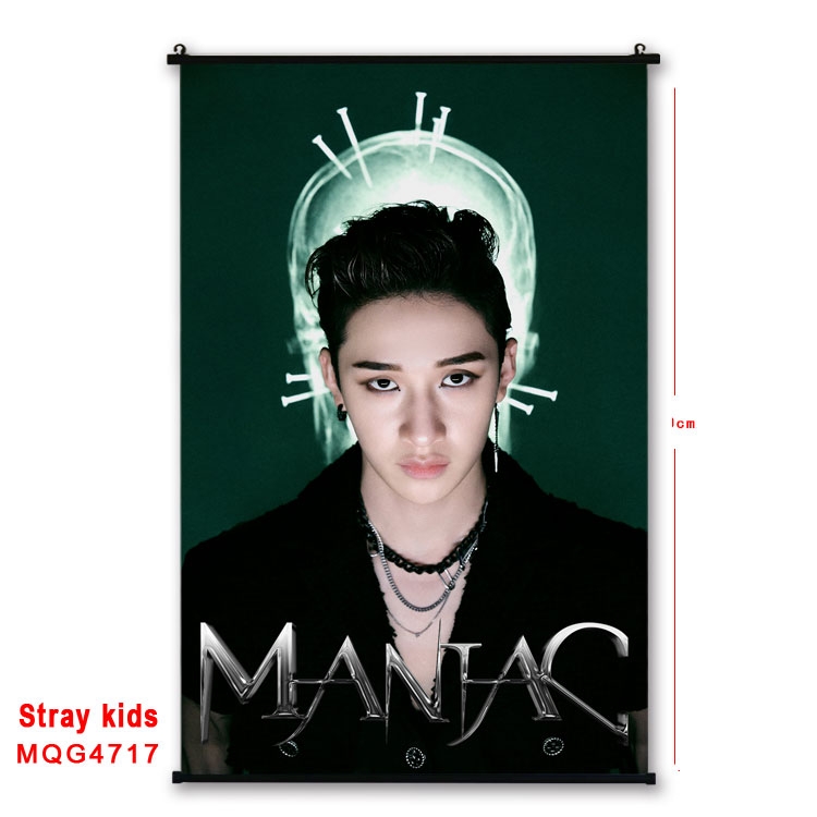 Stray Kids movie star black Plastic rod Cloth painting Wall Scroll 60X90CM MQG-4717