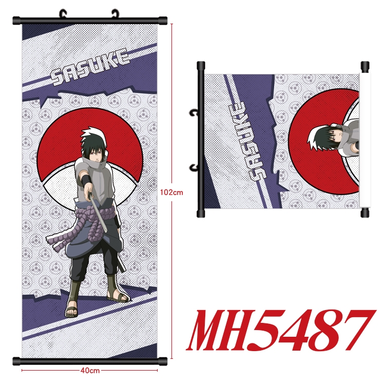 Naruto Anime black Plastic rod Cloth painting Wall Scroll 40X102CM MH5487