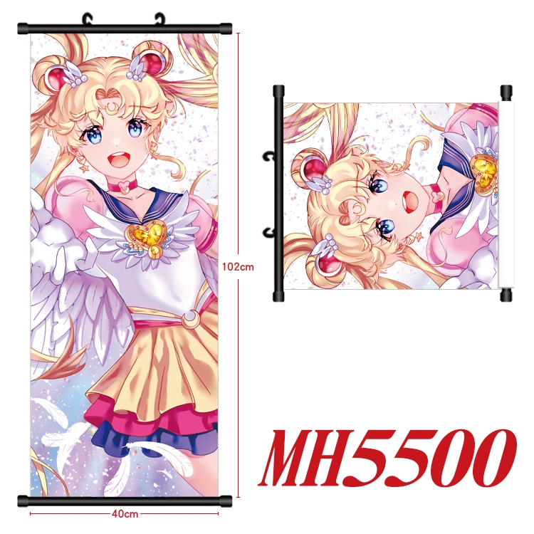 sailormoon Anime black Plastic rod Cloth painting Wall Scroll 40X102CM MH5500