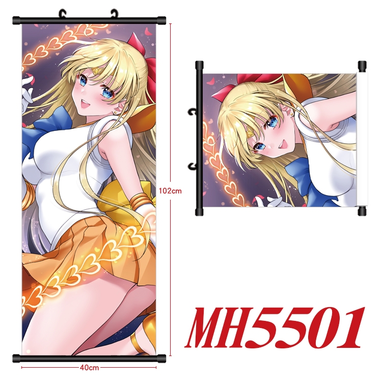 sailormoon Anime black Plastic rod Cloth painting Wall Scroll 40X102CM MH5501
