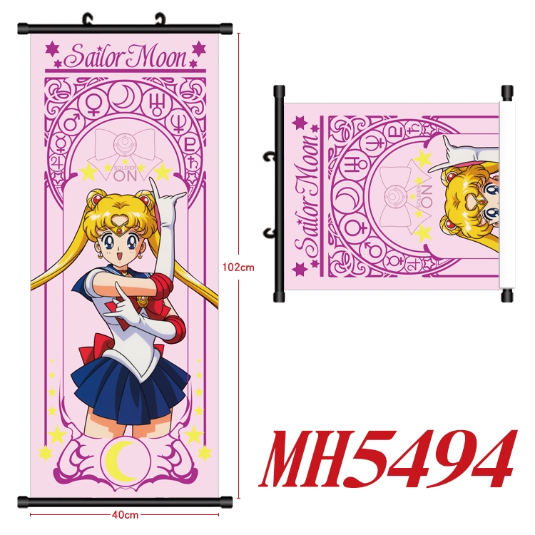 sailormoon Anime black Plastic rod Cloth painting Wall Scroll 40X102CM MH5494
