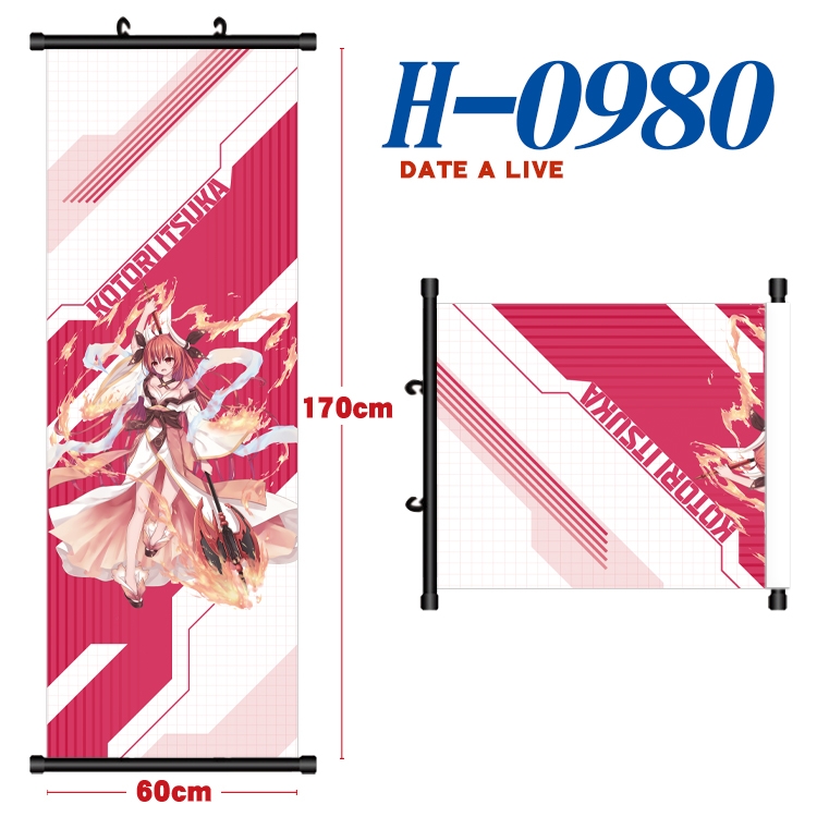 Date-A-Live Black plastic rod cloth hanging canvas painting 60x170cm H-0980