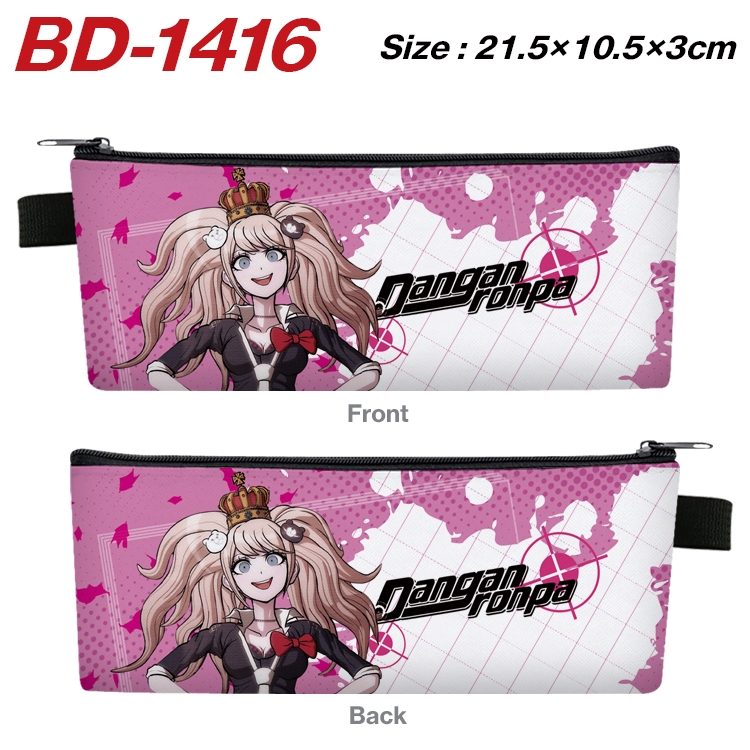 Dangan-Ronpa Anime Peripheral PU Leather Zipper Pencil Case Stationery Box 21.5X10.5X3CM BD-1416