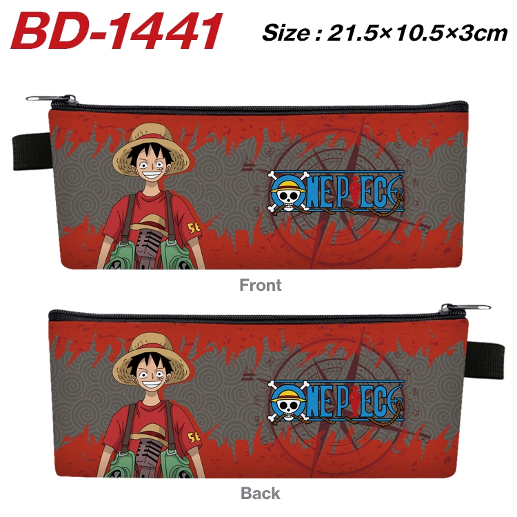 One Piece Anime PU Leather Zipper Pencil Case Stationery Box 21.5X10.5X3CM BD-1441