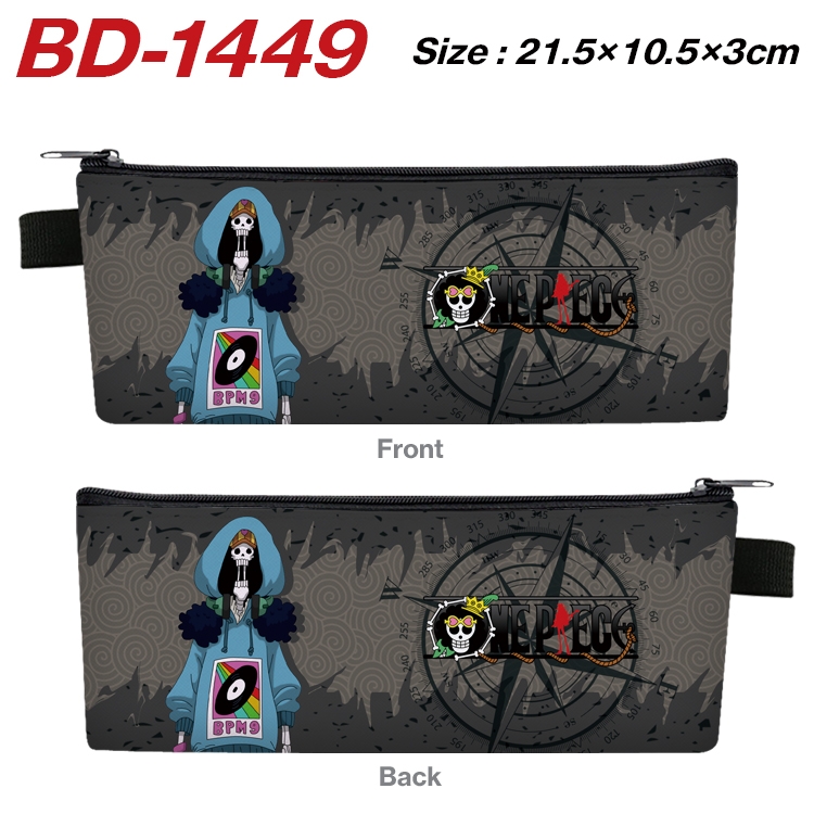 One Piece Anime PU Leather Zipper Pencil Case Stationery Box 21.5X10.5X3CM BD-1449