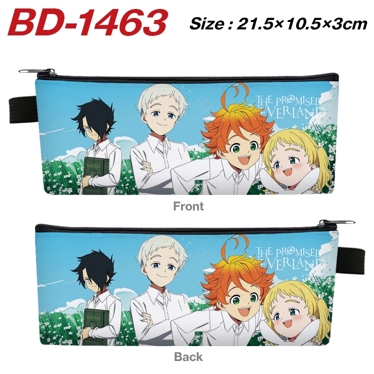The Promised Neverla Anime PU Leather Zipper Pencil Case Stationery Box 21.5X10.5X3CM BD-1463